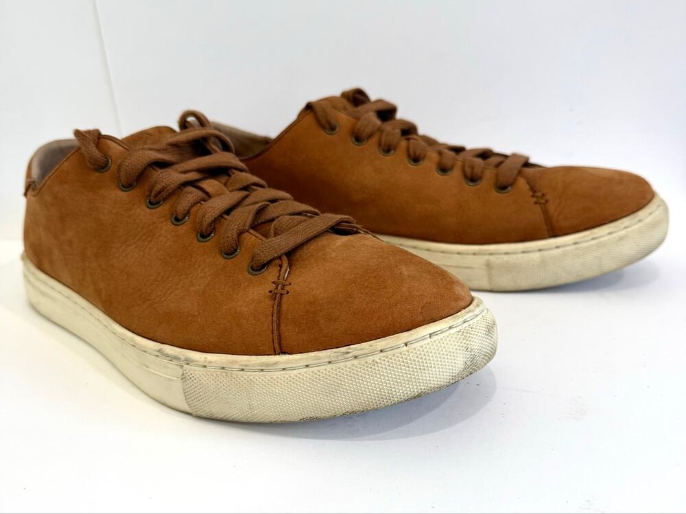 Polo Ralph Lauren Jermain Cognac Nubuck Leather Low Top Sneakers Heritage Preppy